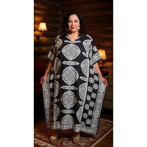 Women Plus Size Long Beach Cover Up Kaftan Dress V-Neck Maxi Dresses for Beach